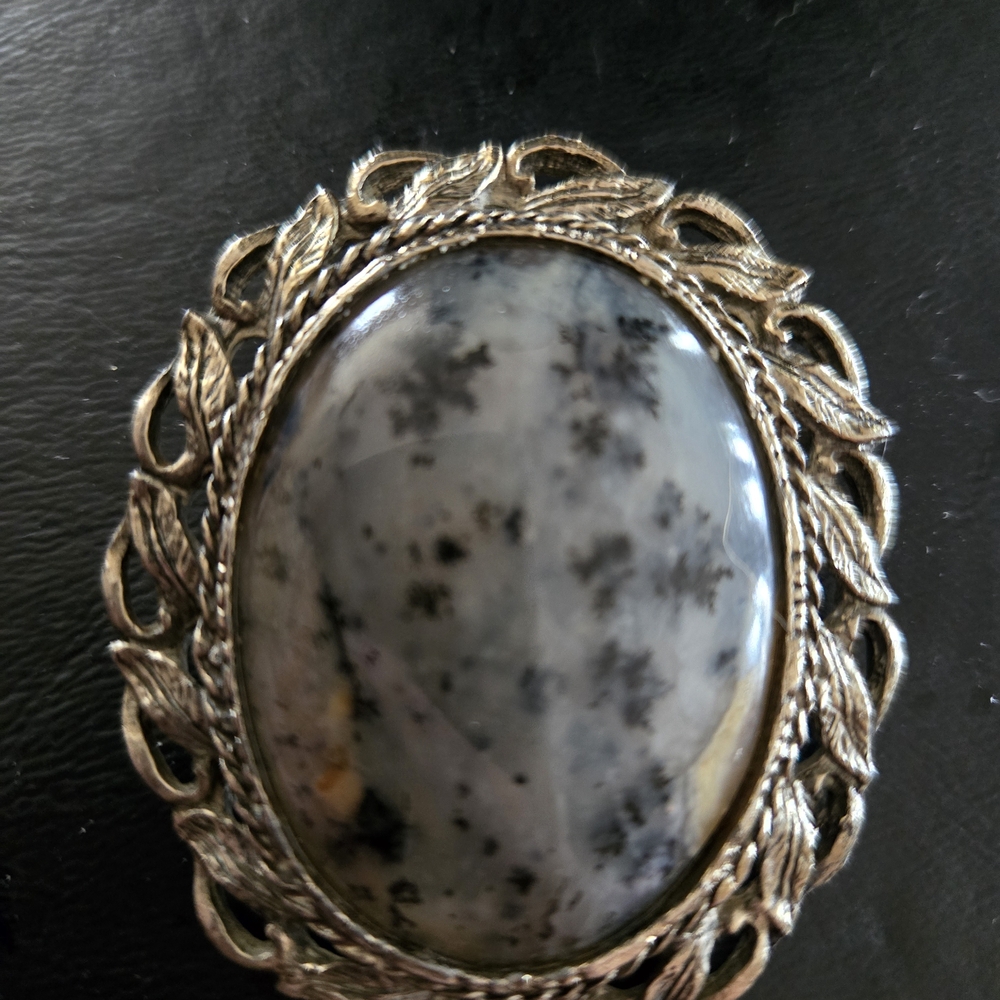 Elegant Silver and Gray Brooch